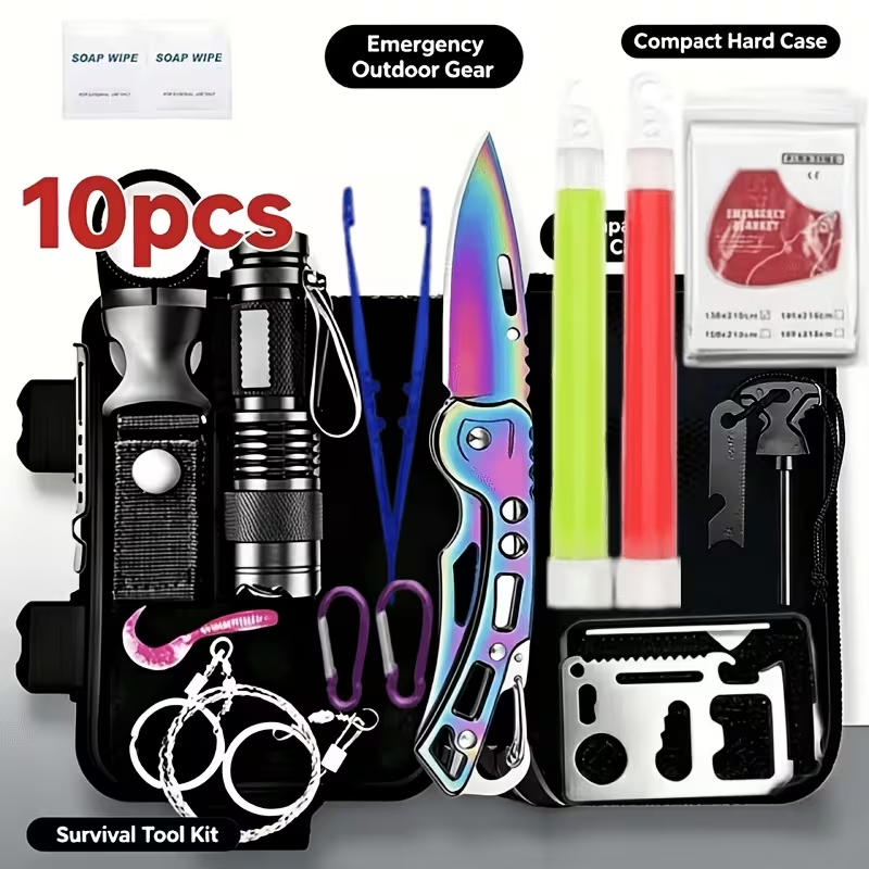 Fishing Equipment Essentials - 10-in-1 survival equipment set, men's tactical